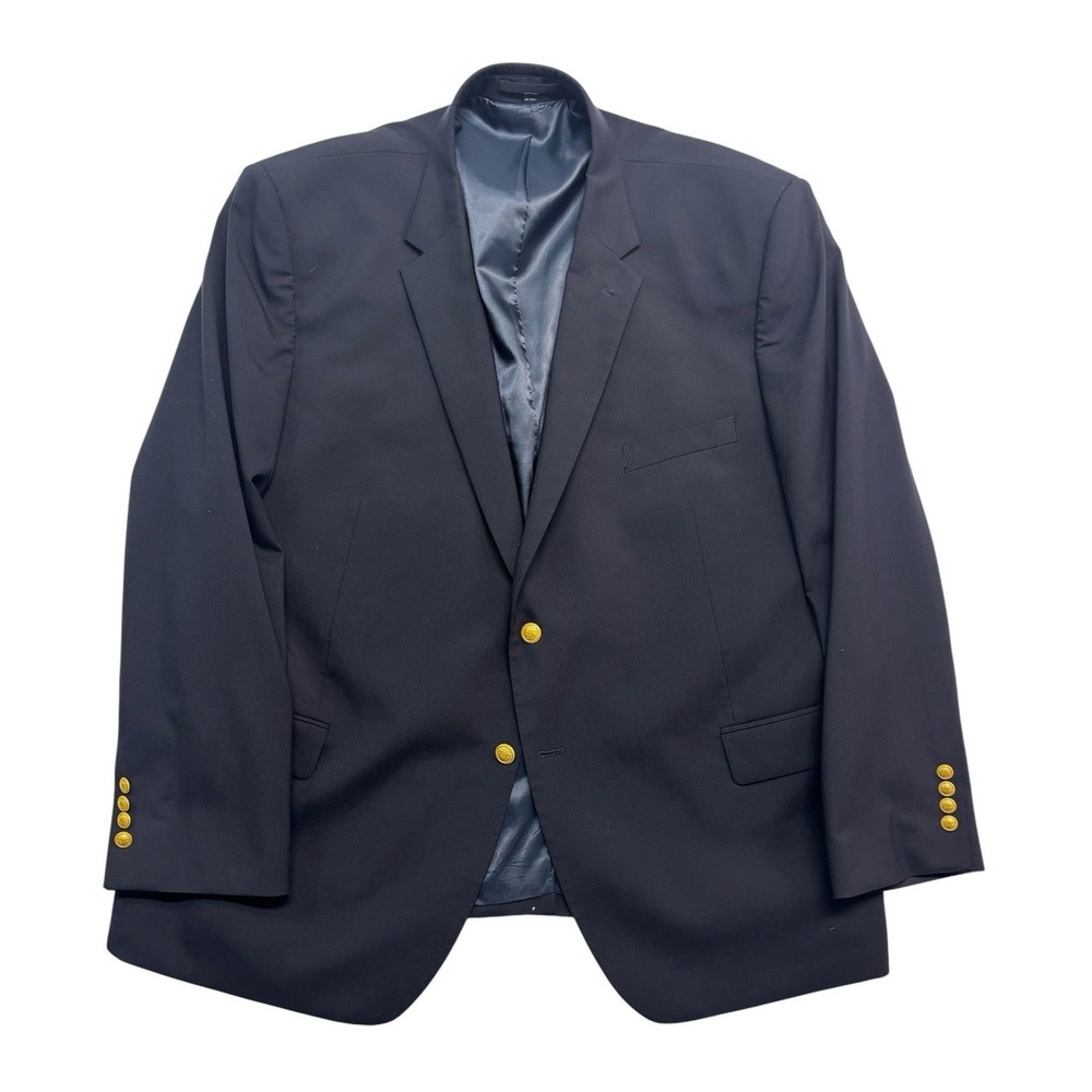 Jos A‎ Bank 52R Navy Blue Gold Buttons Blazer Jacket Sport Suit Coat Traditional